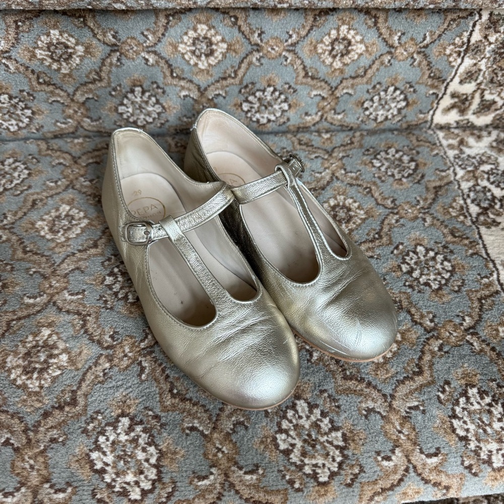 Pepa London Metallic Gold Mary Jane Flats Size 29 (US Size 11.5)